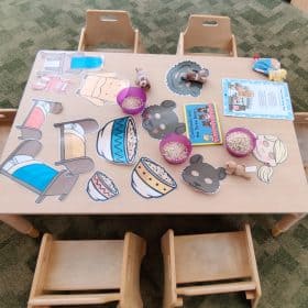 Laying the table at Tiny Tree Nursery Leeds
