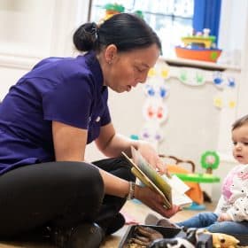 Toddler playing at Newbank Oldham