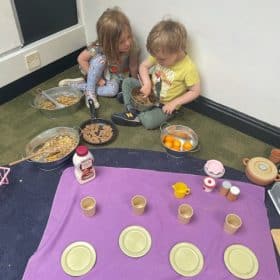 cooking lunch in Tiny Tree pre school group
